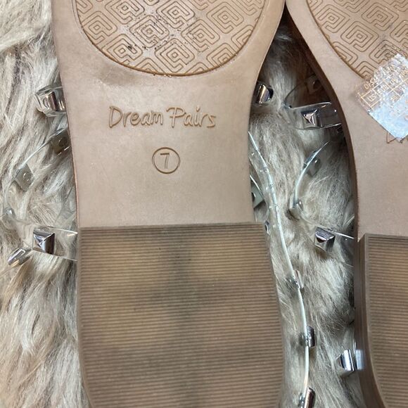 Dream Pairs CLEAR/RHINESTONE Studded Gladiator Strappy Flat Ankle Strap Sandal - Picture 7 of 14